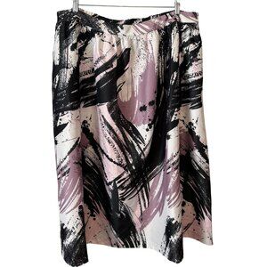 Eloquii Womens Abstract Print Midi Skirt Size 18 Elastic Waist Polyester